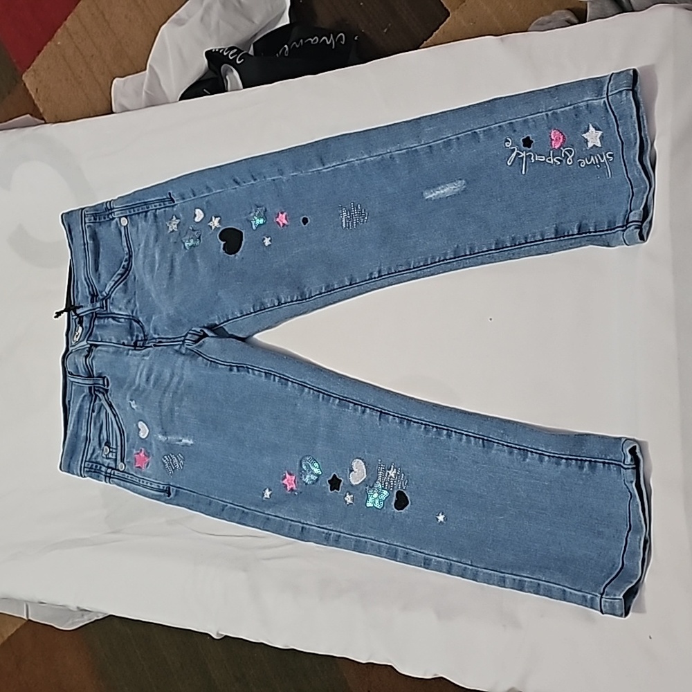 Nwt pink velvet skinny fit kids jeans size 6